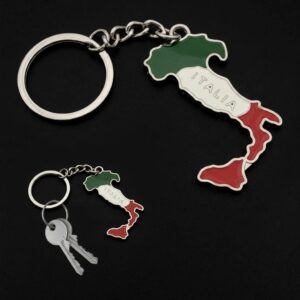 Italian National Flag Metal Pocket Keyring